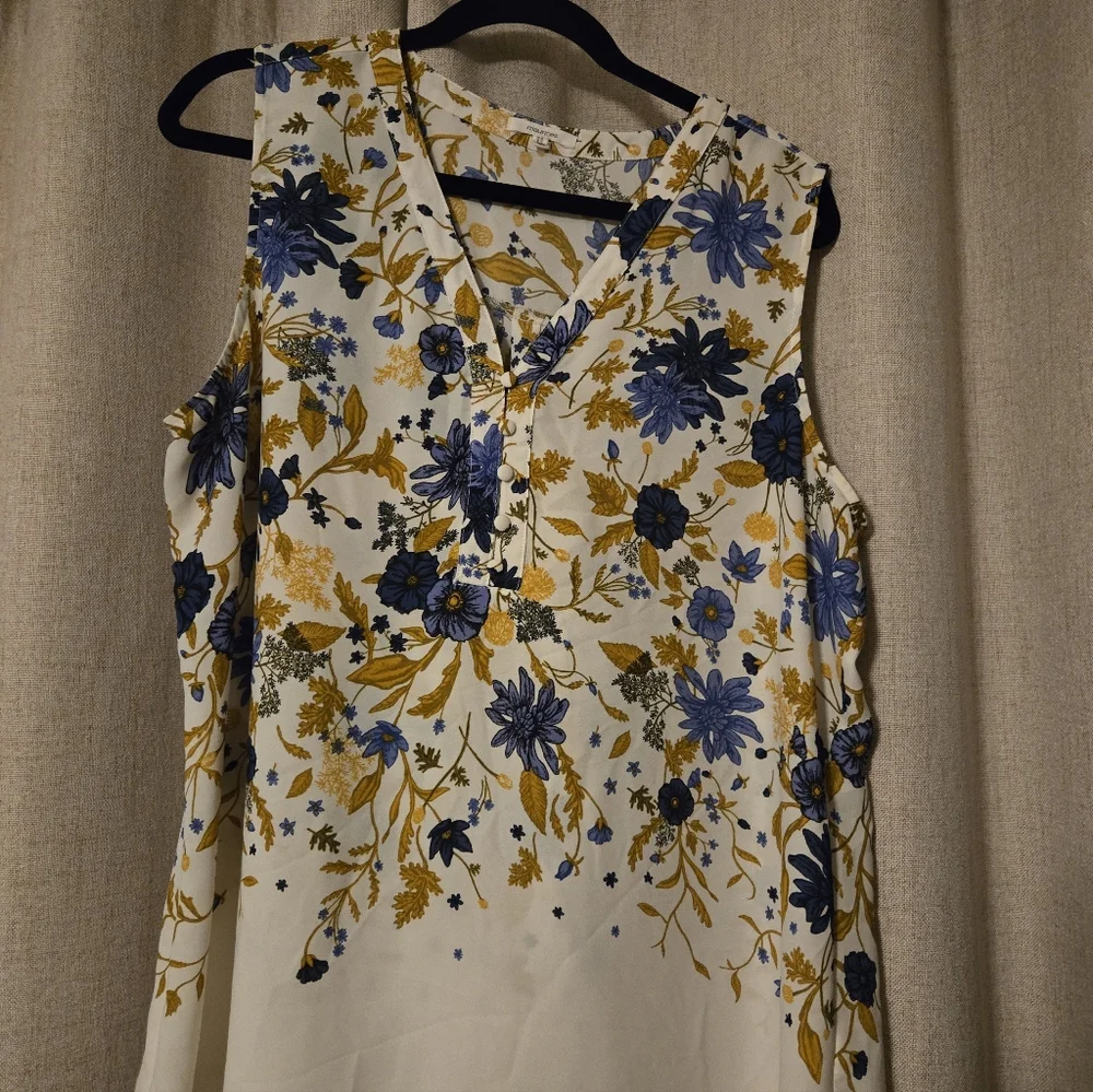 Maurices Floral Sleeveless Top - Blue and Yellow - Picture 1 of 4